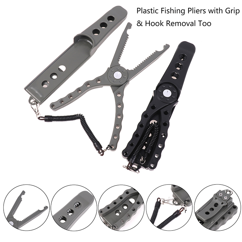 Fishing Hook Remover - 【F】プラスチック製フィッシングプライヤー、グリップ付きフックリムーバー、耐久性のあるナマズ用グリッパー、滑り止めハンドルとランヤード付き