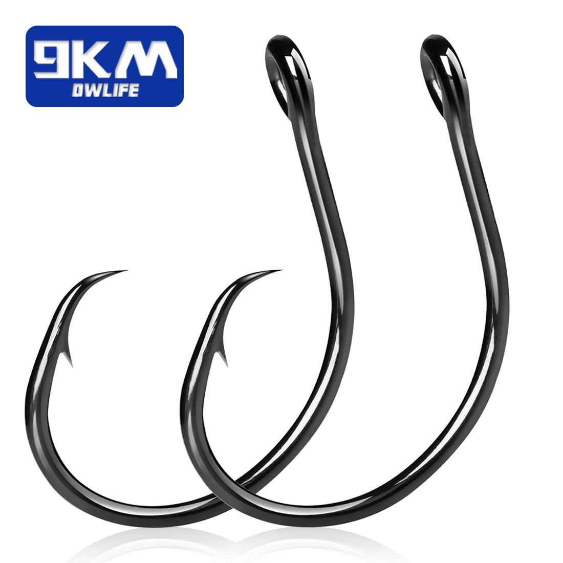 Fishing Hook Offset - 9KM 25-50個入り インラインワイドギャップサークルフック、非オフセットソルトウォーター用ナマズフック、バス、ウォールアイ、クラッピー、淡水用ターミナルタックル