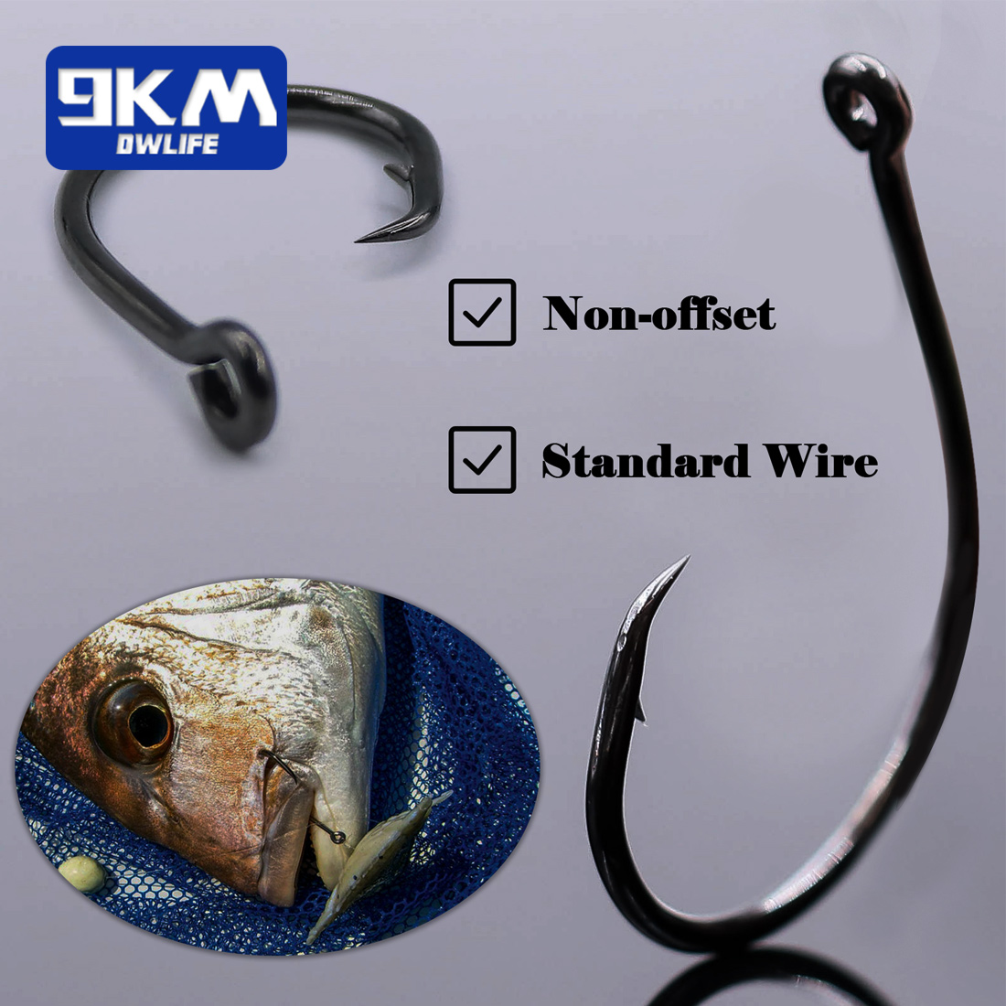 9KM 25-50個入り インラインワイドギャップサークルフ - Fishing Hook Offset のレビューと価格